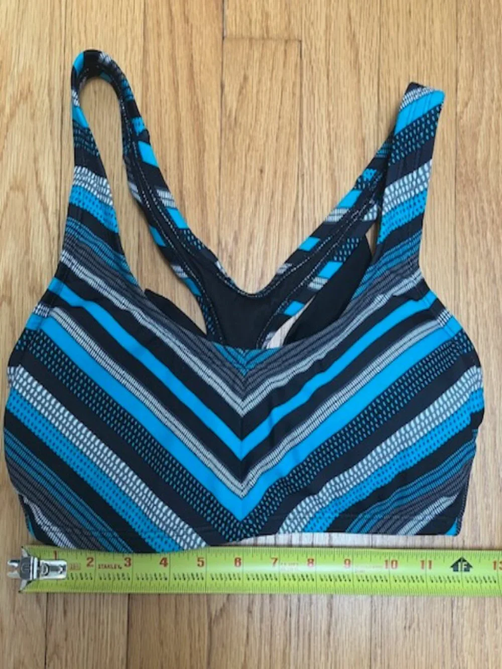 Mossimo Teal, Black white and gray chevron pattern Bikini Top M